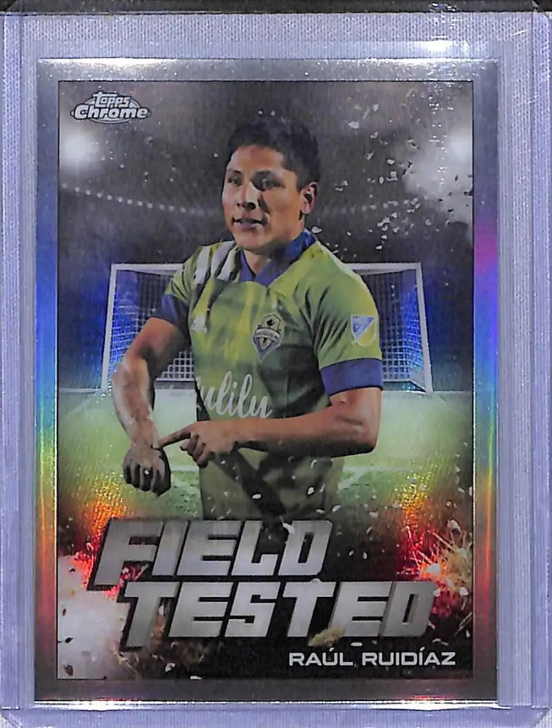 Raul Ruidiaz Topps Chrome Field Tested soccer card from 2022 Topps Chrome series