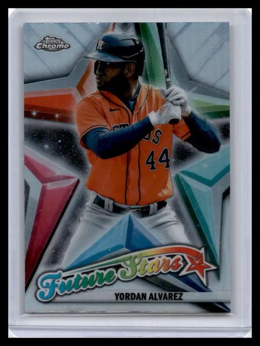 Yordan Alvarez 2022 Topps Chrome baseball card featuring Houston Astros orange jersey 44