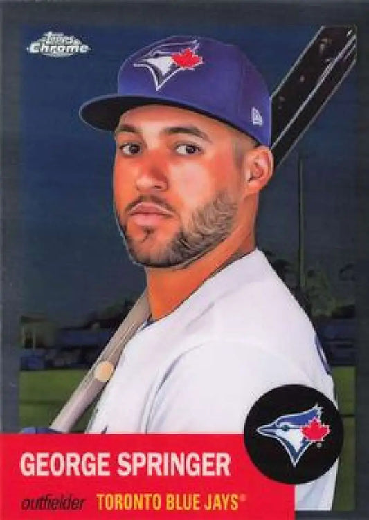 Toronto Blue Jays baseball card of George Springer in blue cap and white uniform
