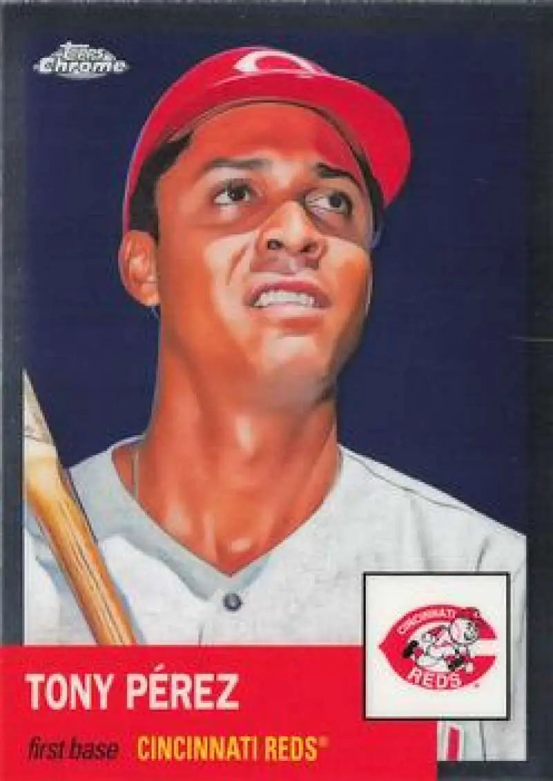 Cincinnati Reds Tony Perez baseball card from 2022 Topps Chrome Platinum Anniversary
