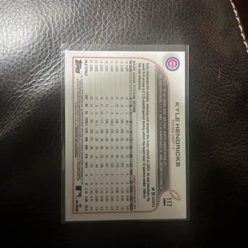 2022 Topps Chrome Refractor Kyle Hendricks trading card for baseball card collection