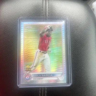 2022 Topps Chrome Refractor Adolis Garcia Texas Rangers MLB Rookie Cup baseball card