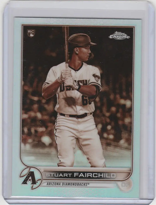 Baseball card of Stuart Fairchild in D-BACKS jersey from Topps Chrome Sepia RC series