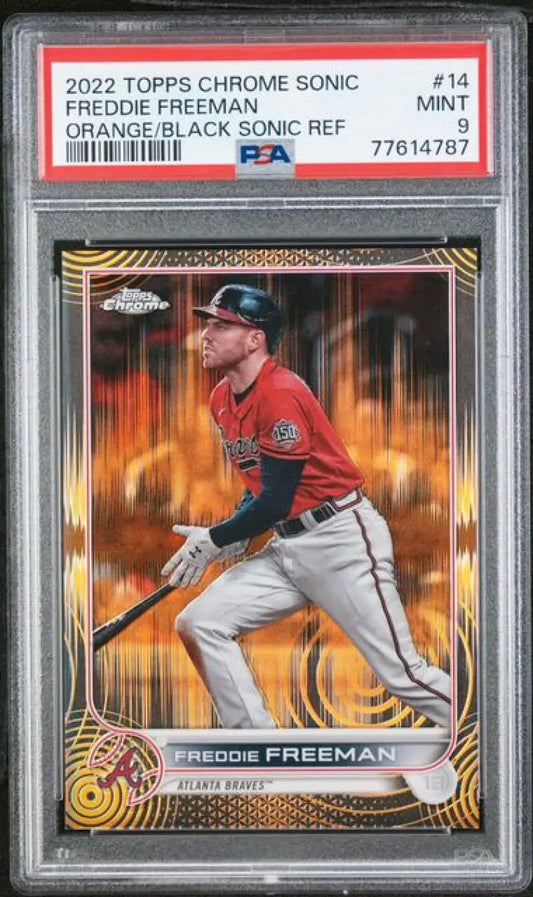 Graded Freddie Freeman Topps Chrome Sonic Pulse baseball card PSA 9 Mint 19/25