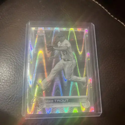 Mike Trout 2022 Topps Chrome Sonic Black and White Raywave Refractor Baseball Card