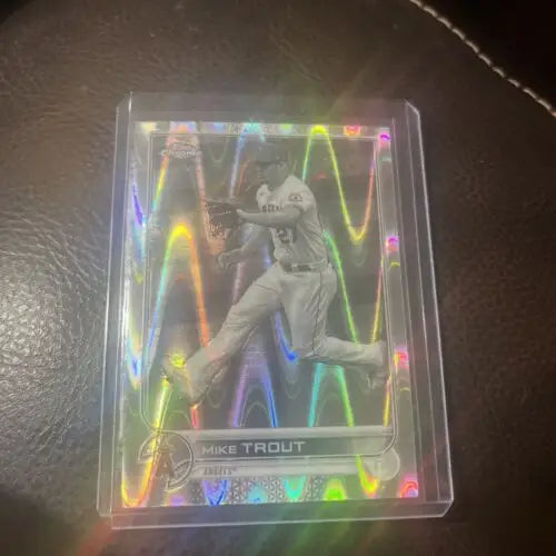 Mike Trout 2022 Topps Chrome Sonic Black and White Raywave Refractor Baseball Card