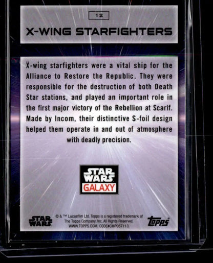 Trading card showcasing X-Wing Starfighters from Star Wars Galaxy by Topps