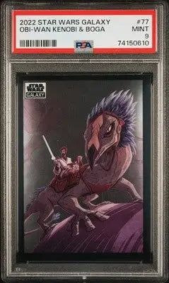 Graded Star Wars trading card featuring Obi-Wan Kenobi riding Boga from Topps Chrome Star Wars