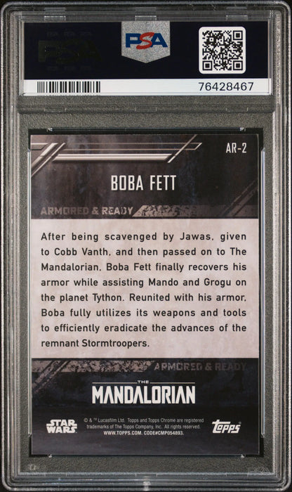 Graded Boba Fett trading card from 2022 Topps Chrome Star Wars The Mandalorian