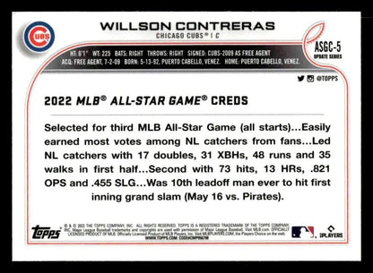 Baseball card of Willson Contreras from 2022 Topps Chrome Update All-Star Game