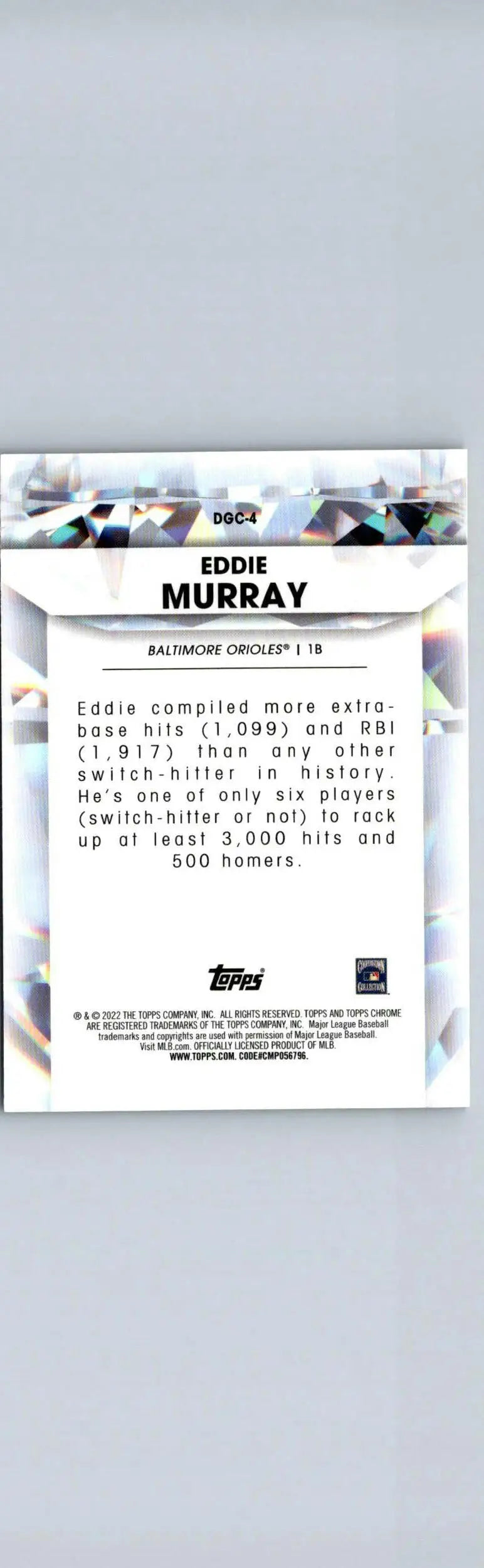 Eddie Murray baseball card from 2022 Topps Chrome Update Diamond Greats Die Cuts