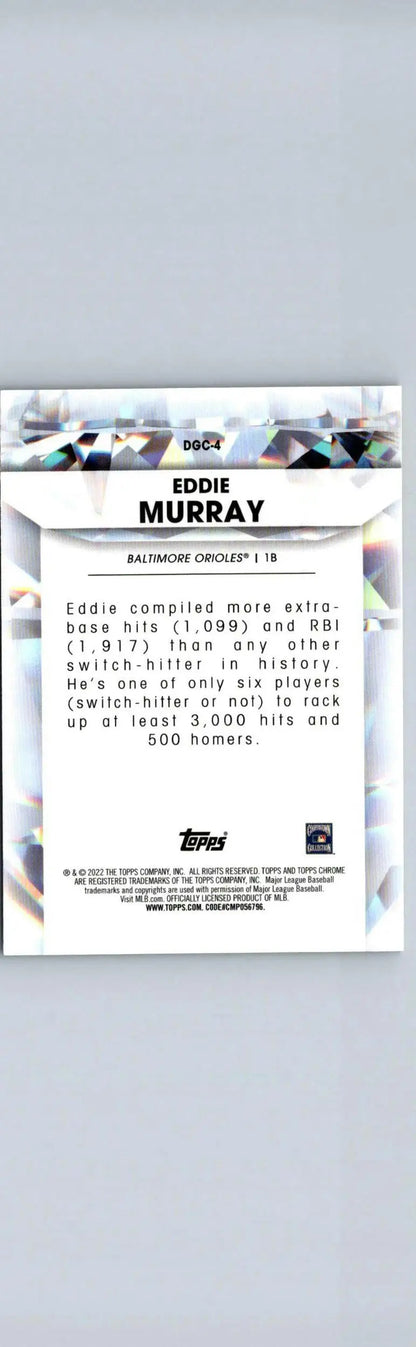 Eddie Murray baseball card from 2022 Topps Chrome Update Diamond Greats Die Cuts
