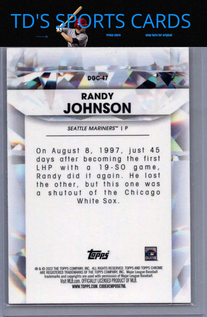 Randy Johnson baseball card from 2022 Topps Chrome Update Diamond Greats Die Cuts