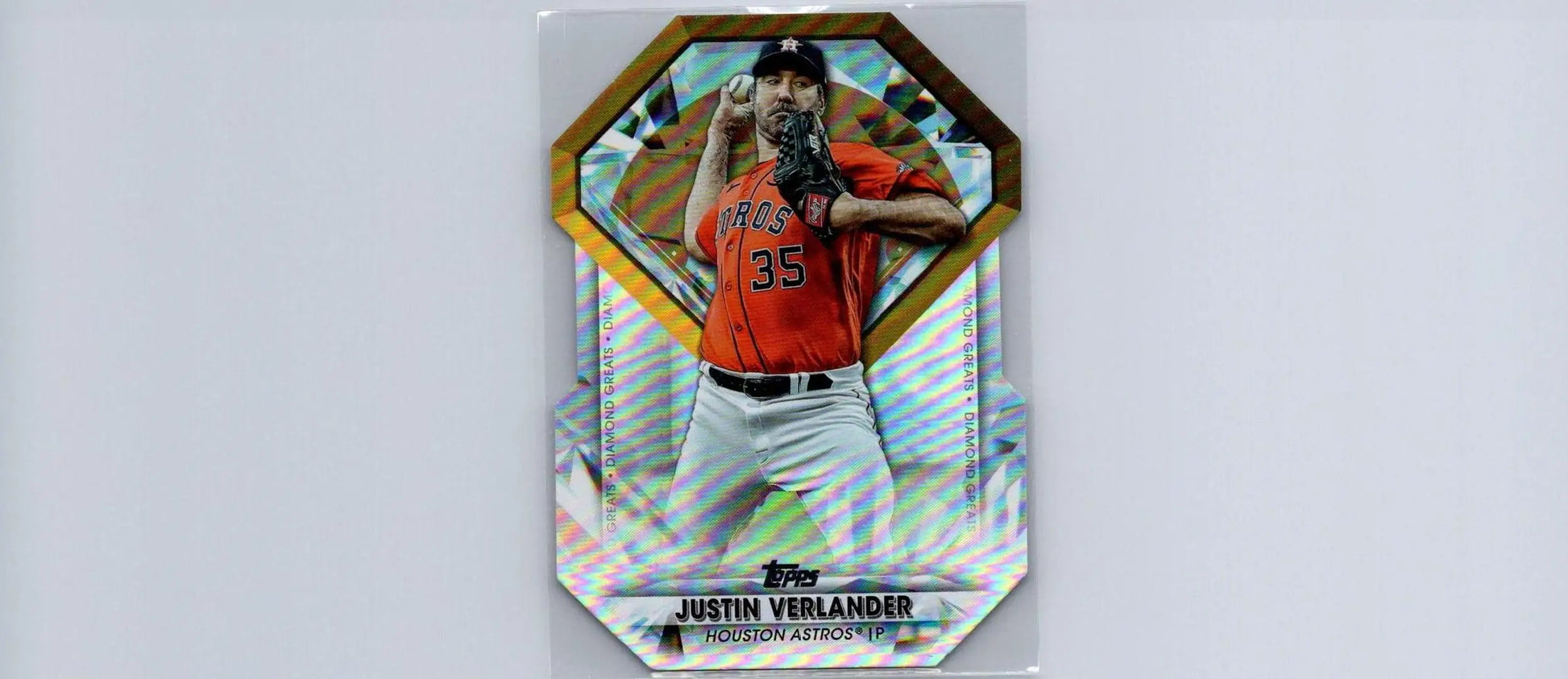 Justin Verlander baseball card from 2022 Topps Chrome Update Diamond Greats Die Cuts