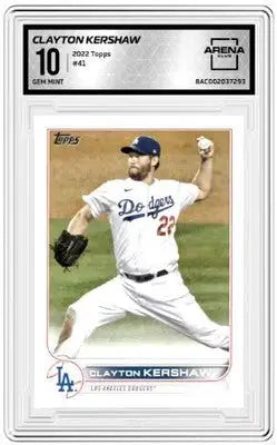 Clayton Kershaw baseball card from 2022 Topps Clayton Kershaw Arena Club series