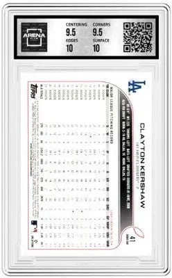 Graded Clayton Kershaw baseball card from 2022 Topps Clayton Kershaw Arena Club series