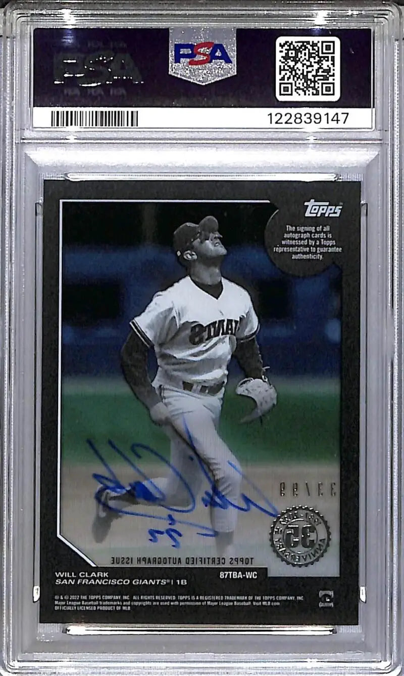 2022 Topps Clearly Authentic 1987 Green #87TBA-WC Will Clark PSA 8 NM-MT Auto 33/99 San Francisco Giants