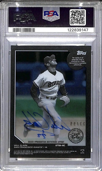 2022 Topps Clearly Authentic 1987 Green #87TBA-WC Will Clark PSA 8 NM-MT Auto 33/99 San Francisco Giants