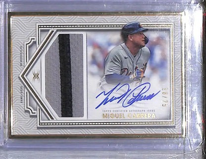 Miguel Cabrera Detroit Tigers Topps Definitive Collection trading card with autograph and jersey patch