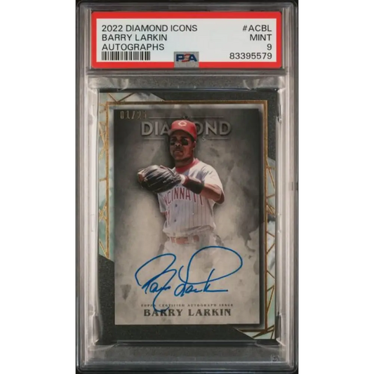 2022 Topps Diamond Icons #ACBL Barry Larkin PSA 9 MINT Auto 1/25 Cincinnati Reds Baseball Card