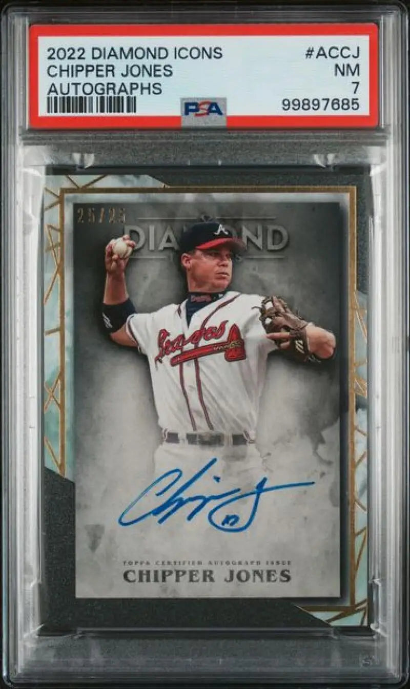 PSA-graded Chipper Jones autograph baseball card for Atlanta Braves, 25/25 edition