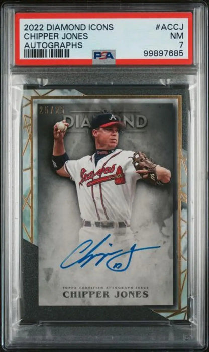 PSA-graded Chipper Jones autograph baseball card for Atlanta Braves, 25/25 edition