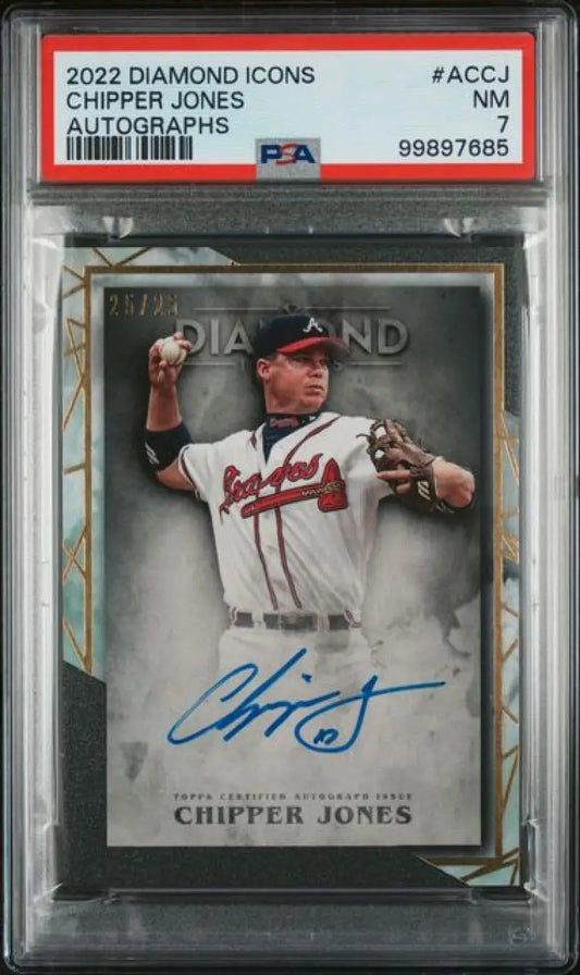PSA-graded Chipper Jones autograph baseball card for Atlanta Braves, 25/25 edition