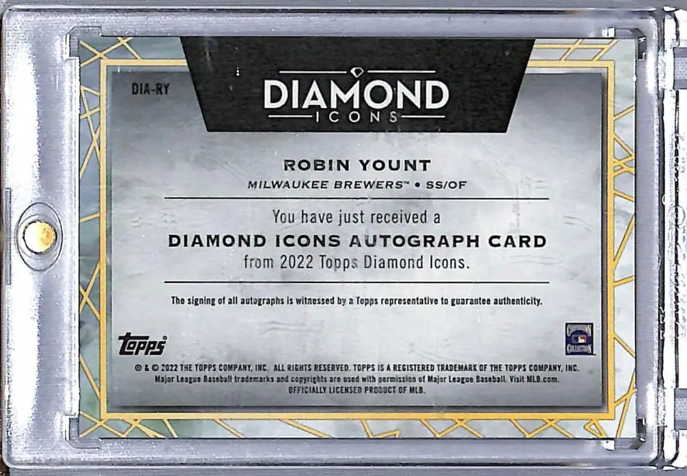 Robin Yount Diamond Icons autograph card for Milwaukee Brewers baseball card fans