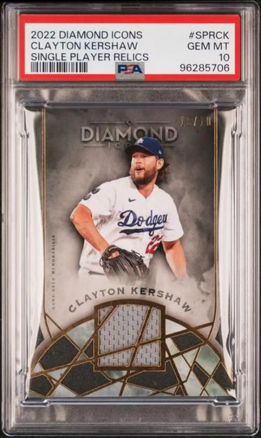 PSA-graded 2022 Diamond Icons Clayton Kershaw Los Angeles Dodgers GEM MINT baseball card