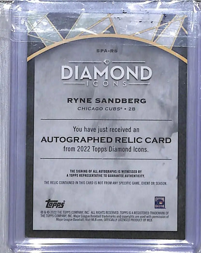 2022 Topps Diamond Icons #SPA-RS Ryne Sandberg NM-MT MEM Auto 6/10 Chicago Cubs