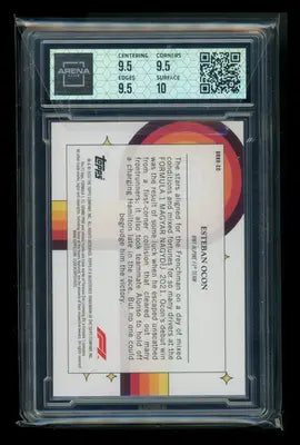 Graded Topps F1 Bounce trading card of Roll Esteban Ocon in protective slab