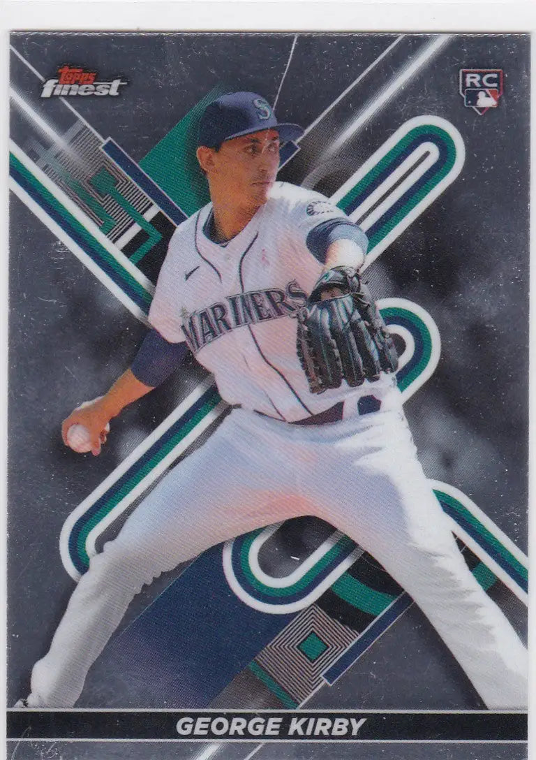 George Kirby RC baseball card from 2022 Topps Finest featuring Kirby RC Seattle Mariners