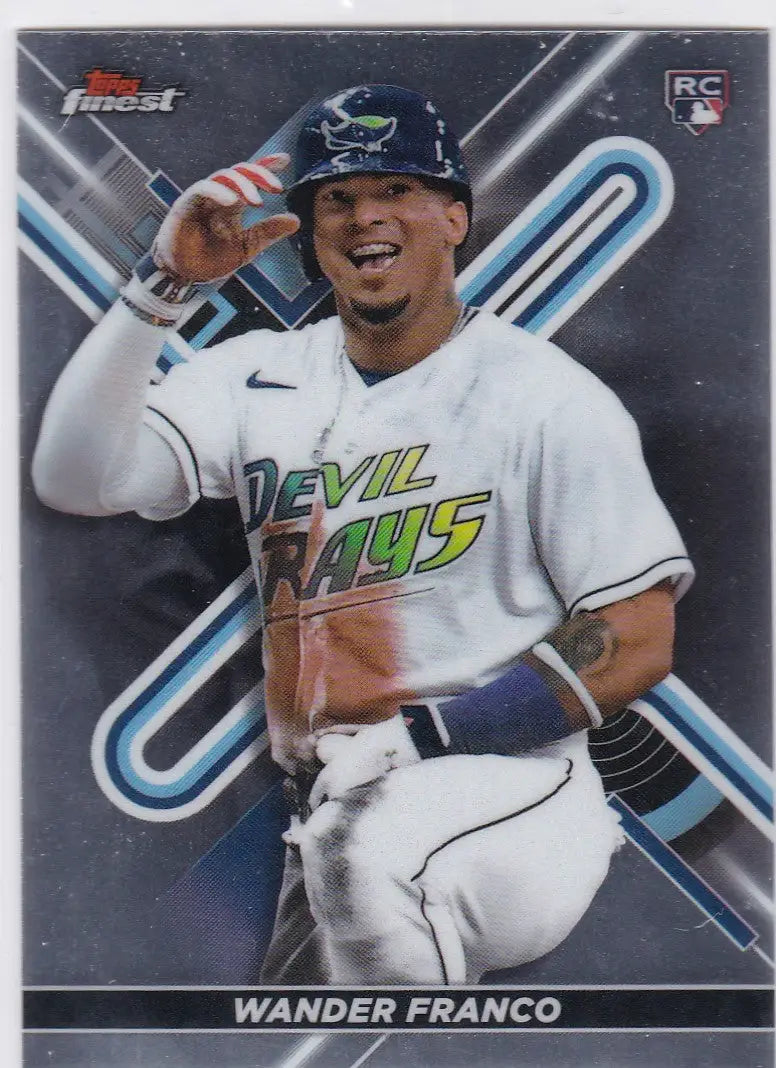 Baseball card of Franco RC Tampa in white uniform for Topps Finest Tampa Bay Rays