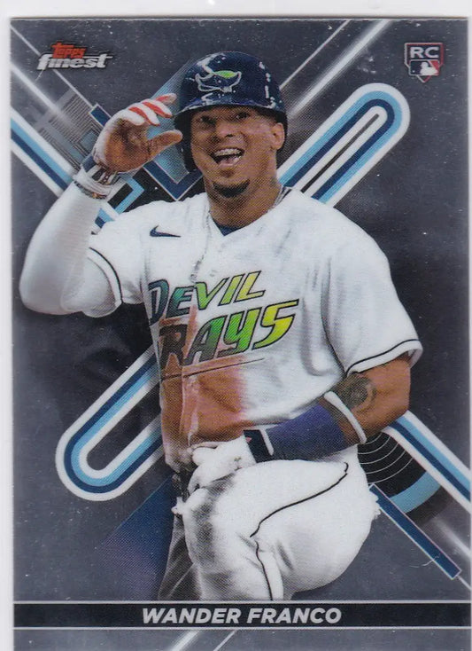 Baseball card of Franco RC Tampa in white uniform for Topps Finest Tampa Bay Rays