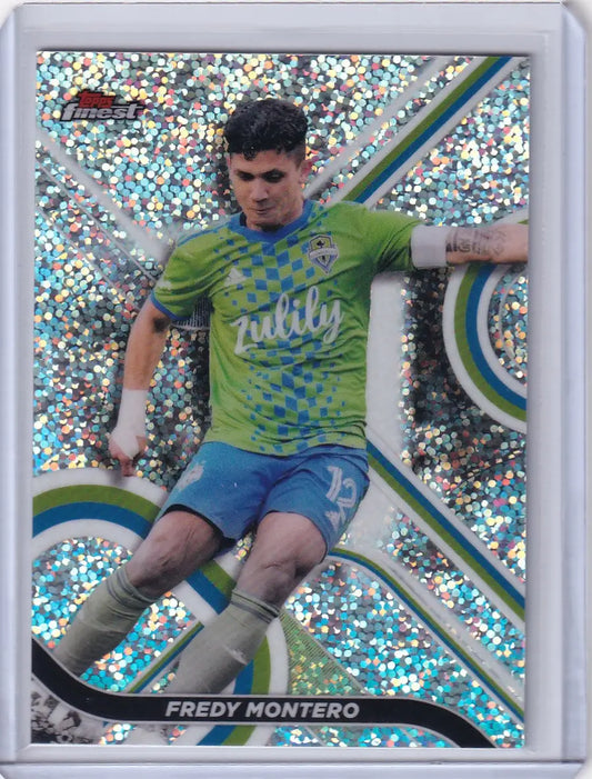 Holographic Topps Finest Mini Diamond soccer card of Fredy Montero, Seattle Sounders FC