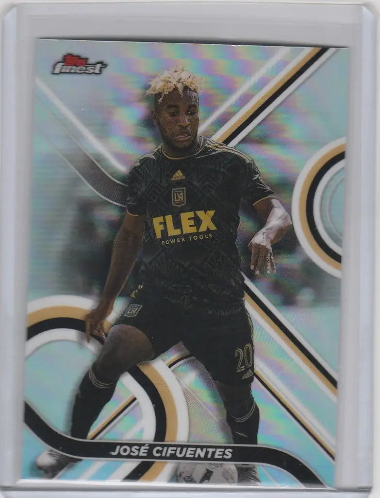 Soccer trading card of Jose Cifuentes LAFC in a black FLEX jersey from Topps Finest MLS