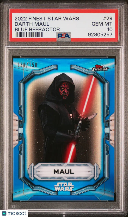 Graded Darth Maul trading card from 2022 Topps Finest Star Wars collection