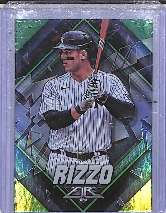 Anthony Rizzo baseball card from 2022 Topps Fire Green Parallel York Yankees