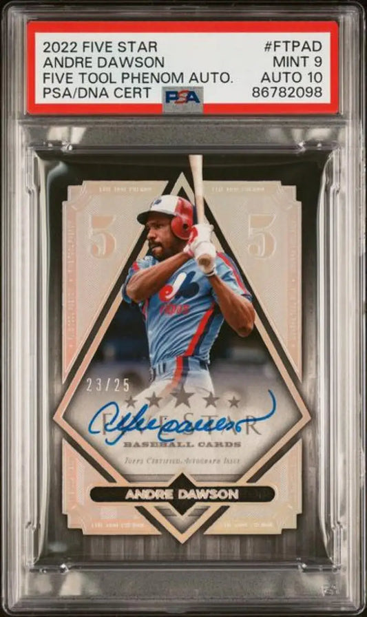 PSA-graded Andre Dawson autographed baseball card from 2022 Topps Five Star