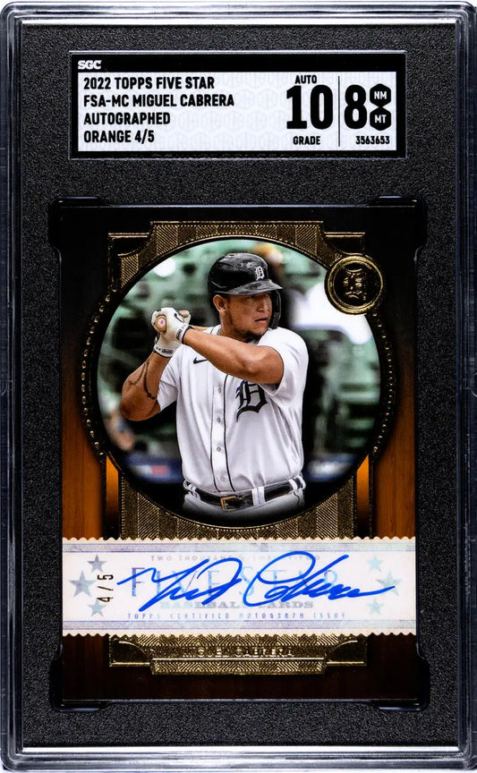 Graded Miguel Cabrera Detroit Tigers baseball card with autograph in BGS 10 holder