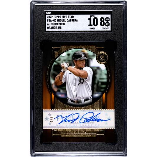 2022 Topps Five Star Orange #FSA-MC Miguel Cabrera SGC 8 NM/MT Auto 4/5 Detroit Tigers Baseball Card
