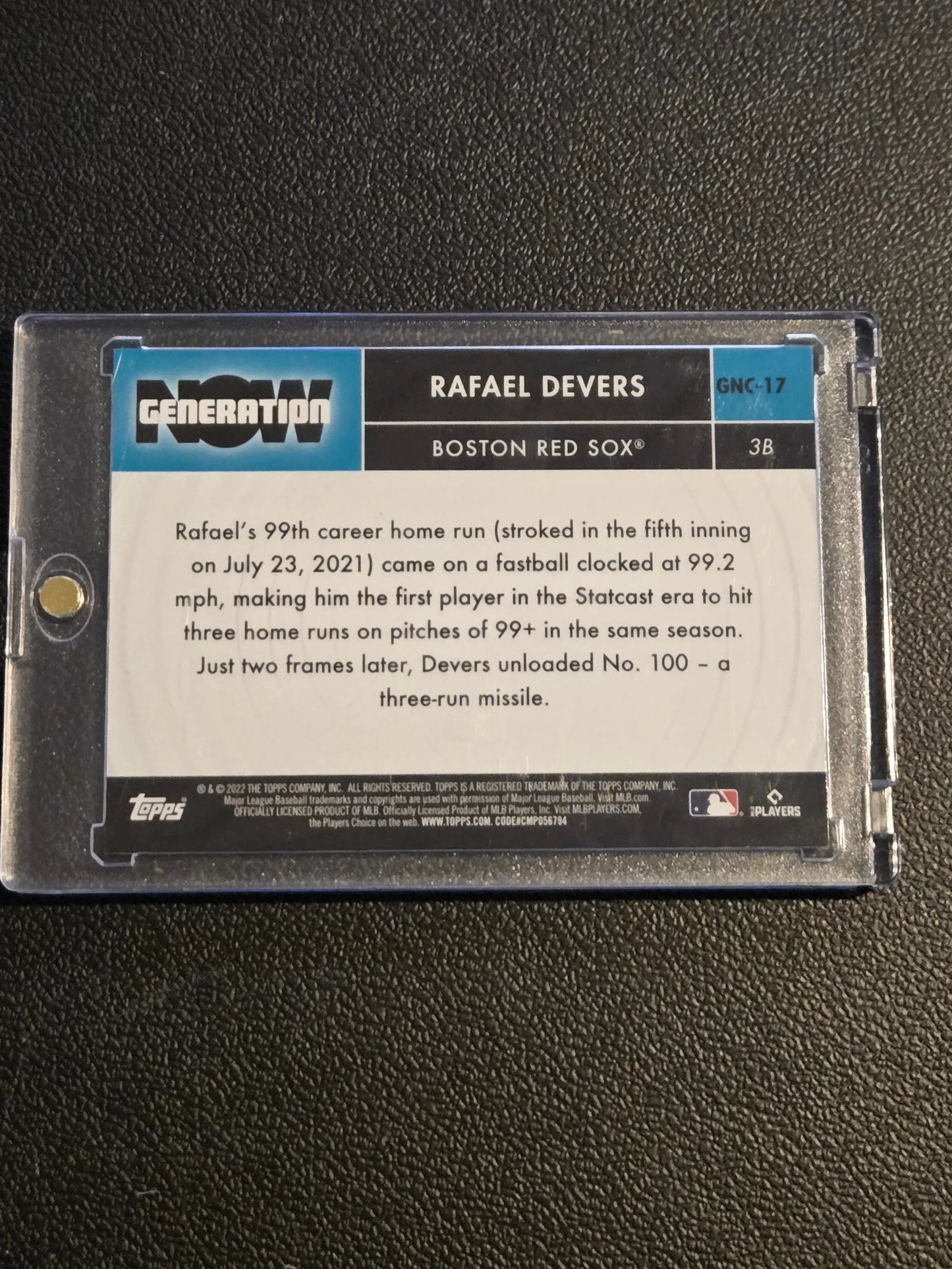 2022 Topps #GN-9 Rafael Devers Generation Now - Trading Card