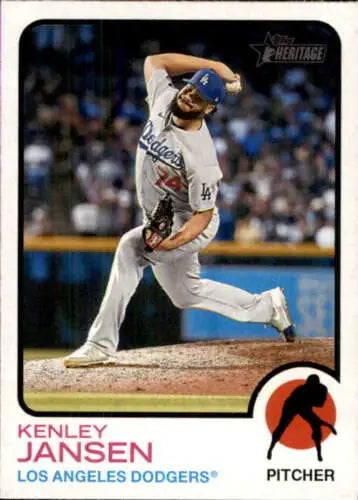 2022 Topps Heritage #387 Kenley Jansen baseball card with original gloss Dodgers ID:41406