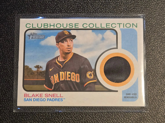 Blake Snell Clubhouse Collection relic card from 2022 Topps Heritage series