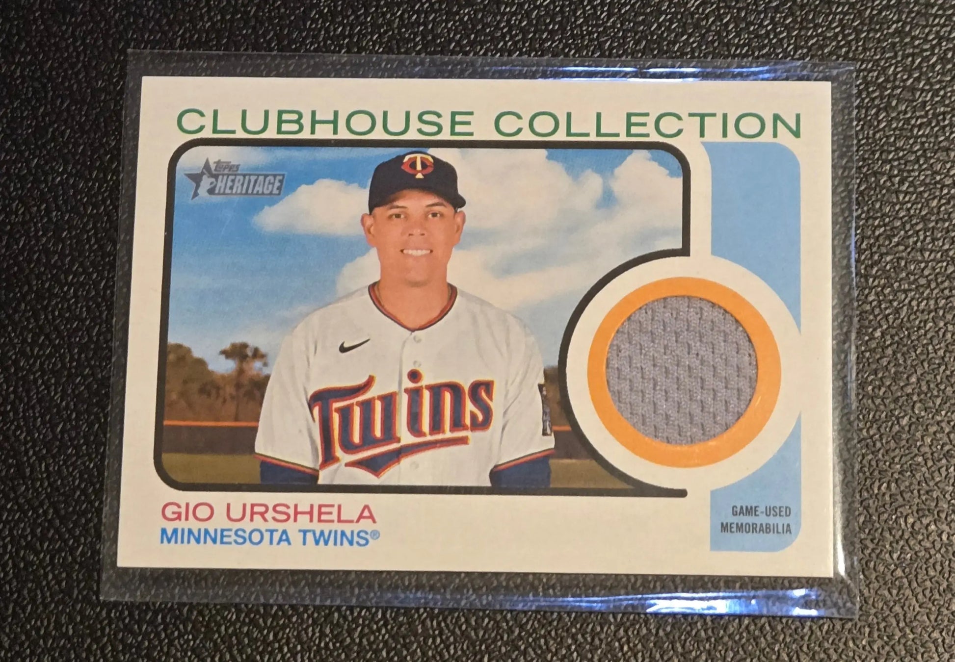 Gio Urshela baseball card from 2022 Topps Heritage Urshela Clubhouse Collection