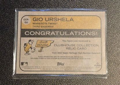Gio Urshela baseball card from 2022 Topps Heritage Urshela Clubhouse Collection