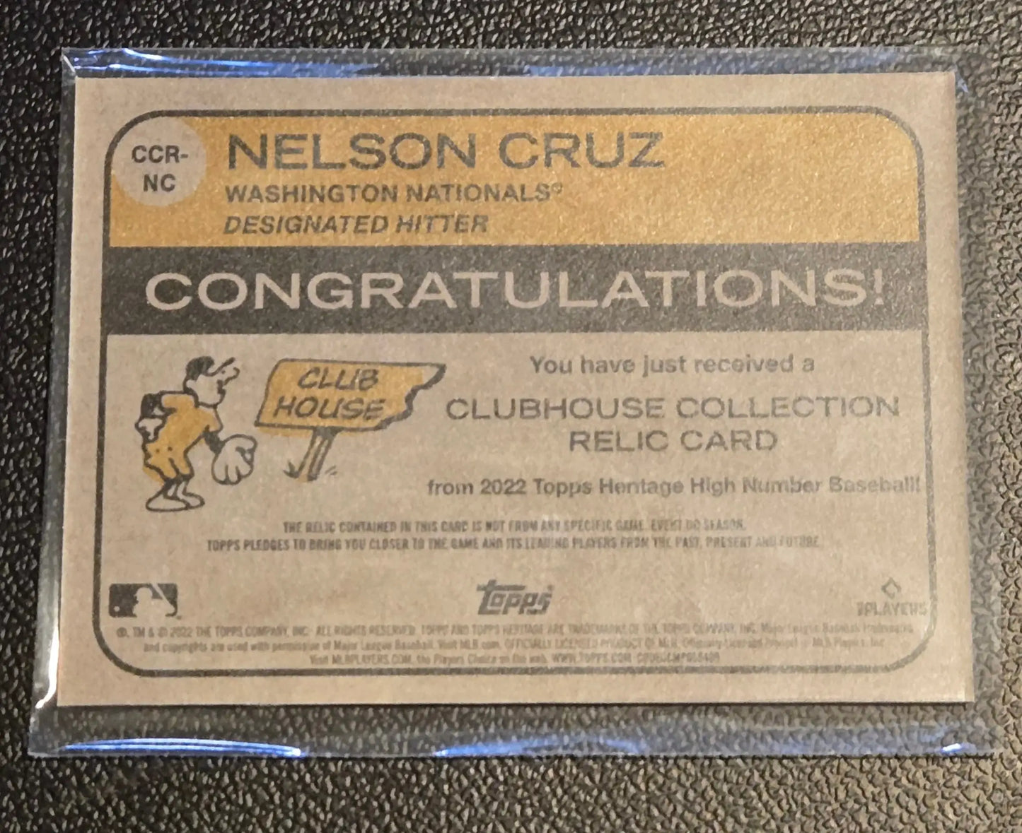 Nelson Cruz baseball card from 2022 Topps Heritage Cruz Clubhouse Collection Relics
