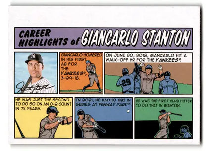 Giancarlo Stanton career highlights baseball card from 2022 Topps Heritage High Number series