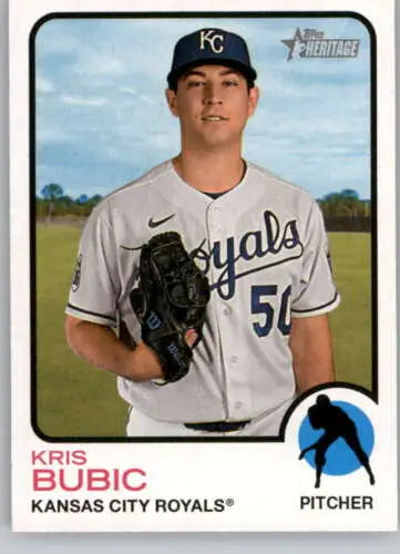 Kris Bubic baseball card from 2022 Topps Heritage High Number with original gloss finish