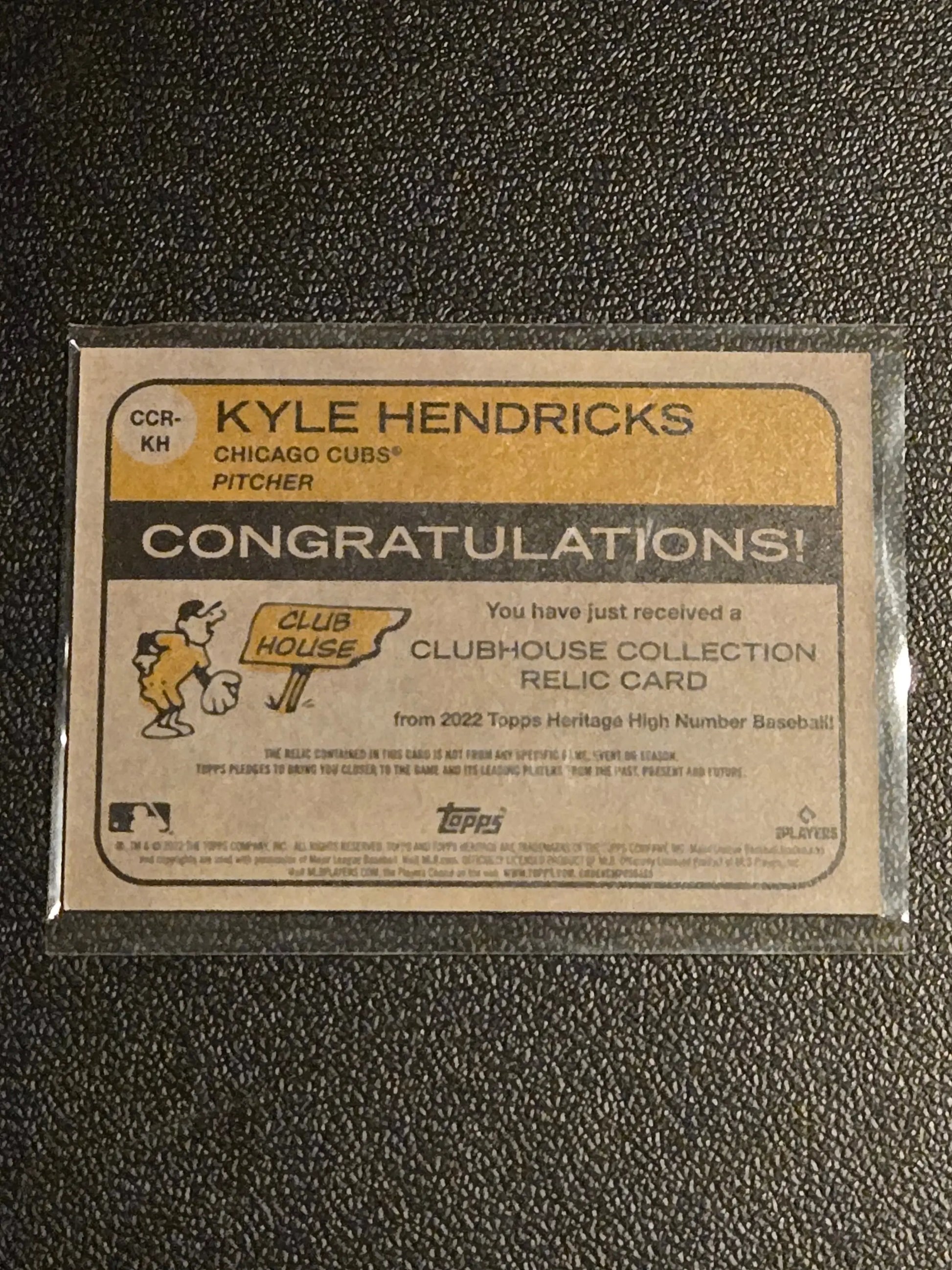 Kyle Hendricks Chicago Cubs trading card from 2022 Topps Heritage Hendricks Clubhouse Collection
